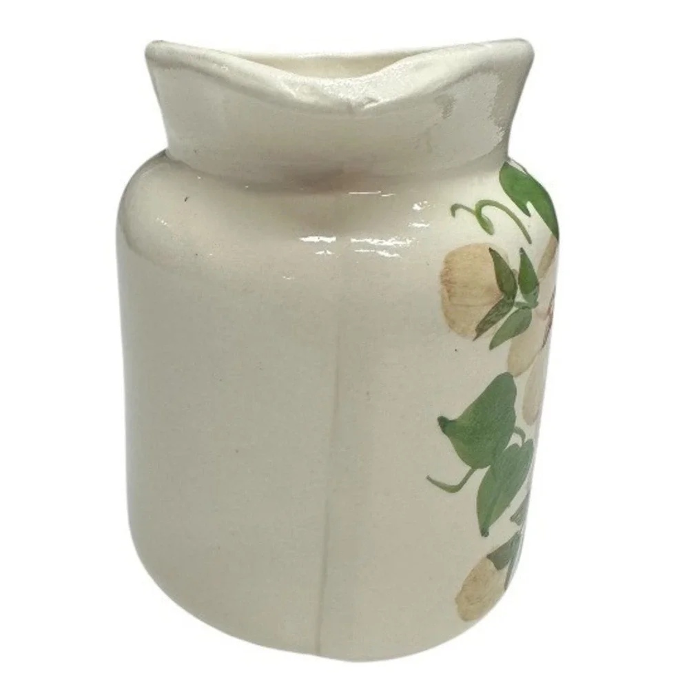 Cash Family Creamer Pottery Hand Painted Floral Flower Blossoms‎ w/ Leave Glazed
